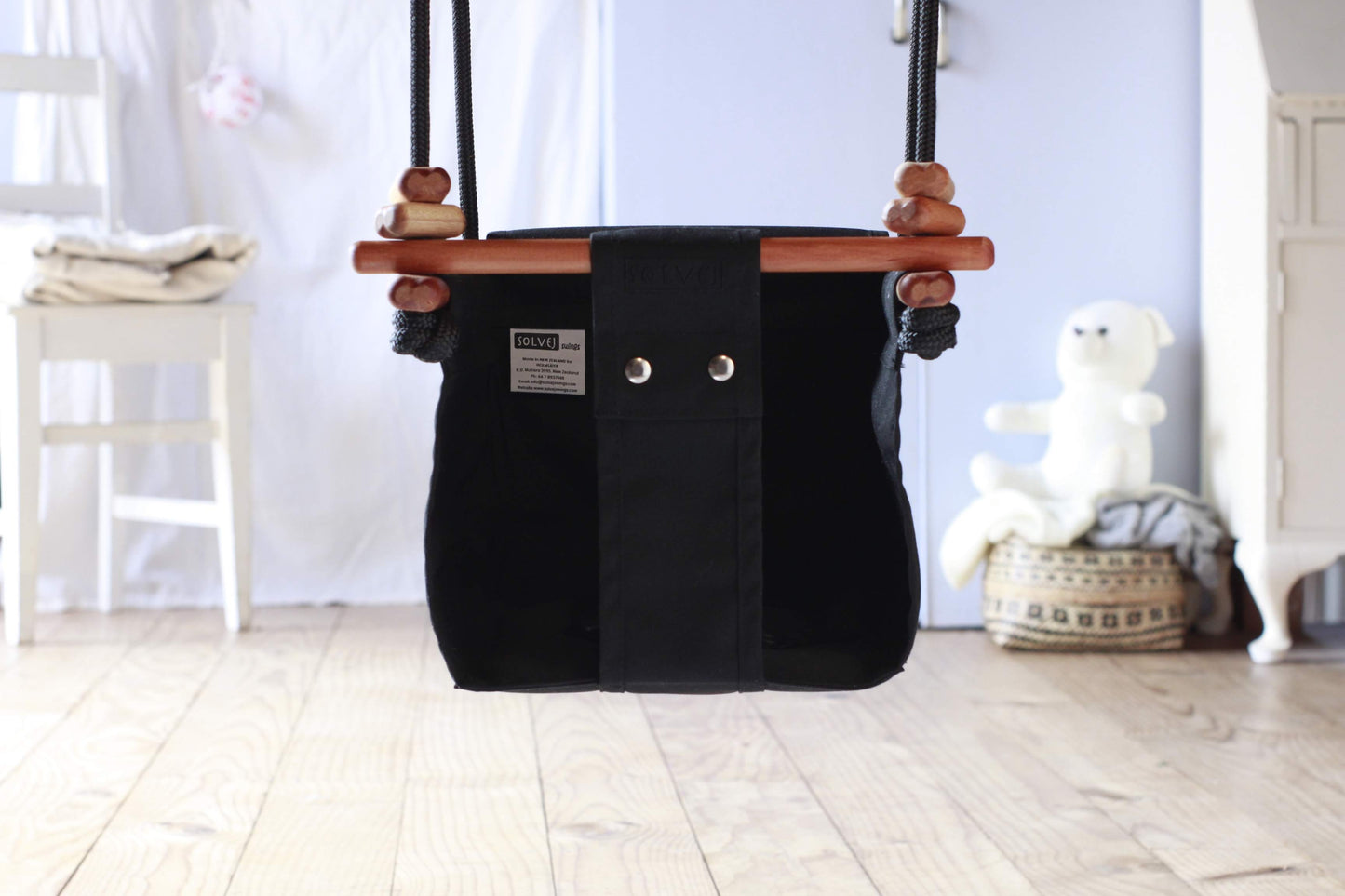 Black canvas swing