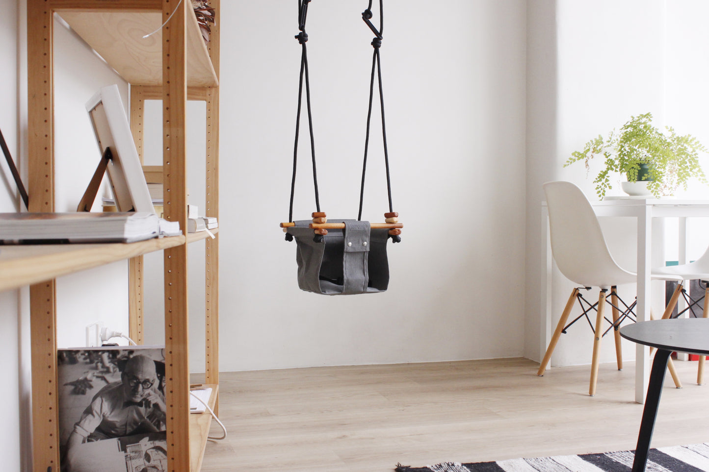 At home playground swing in grey