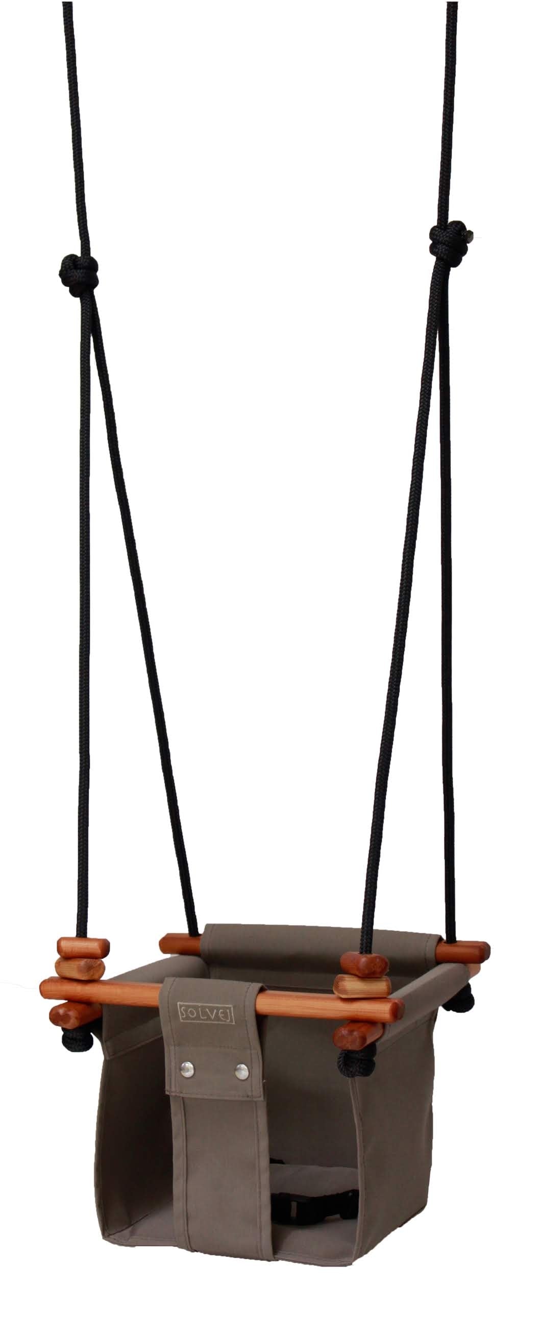ethical sensory swing, heirloom baby swing in Taupe