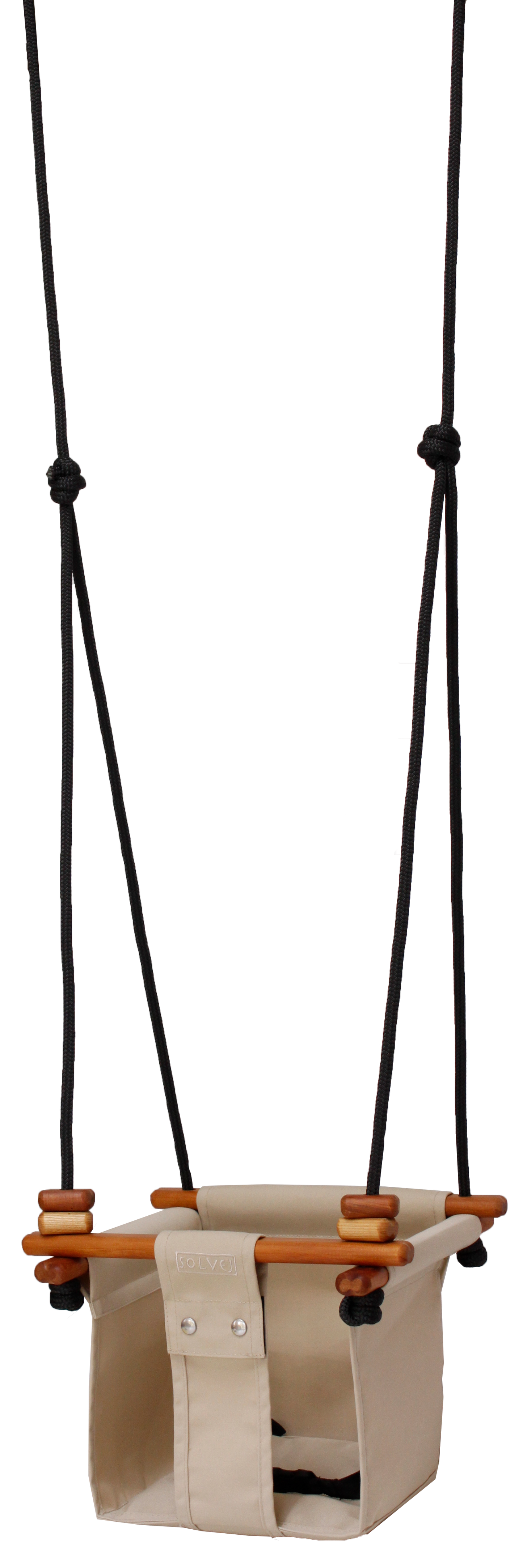 scandinavian design baby swing in linen, natural indoor baby gunga