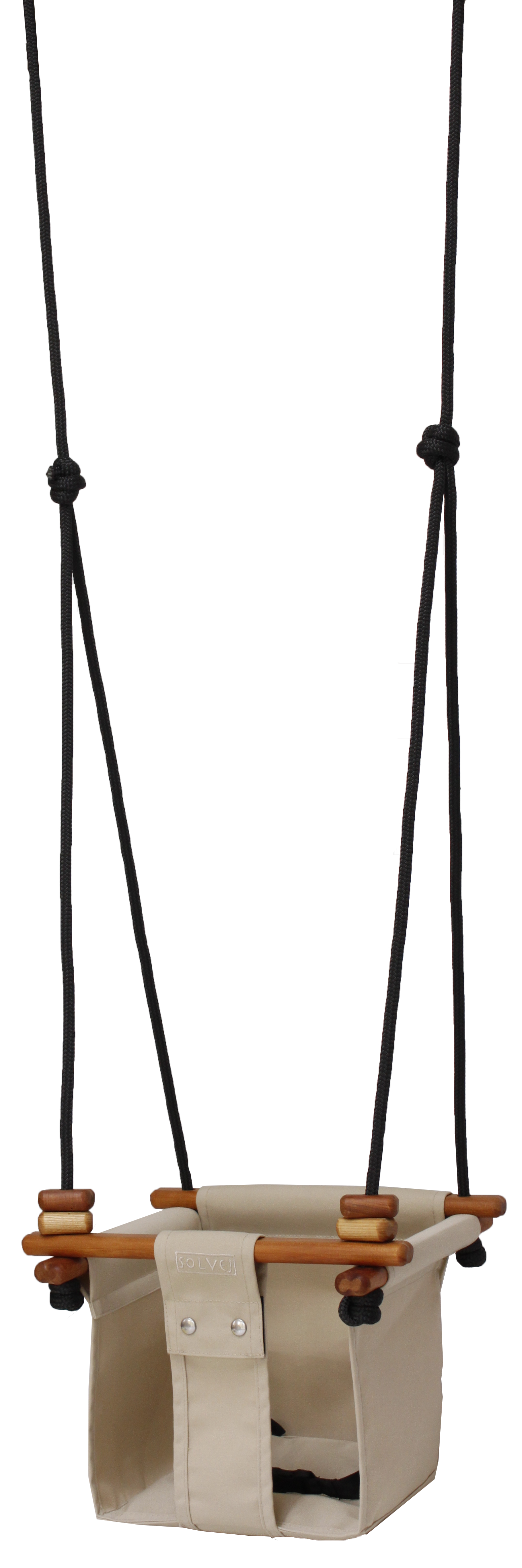 scandinavian design baby swing in linen, natural indoor baby gunga