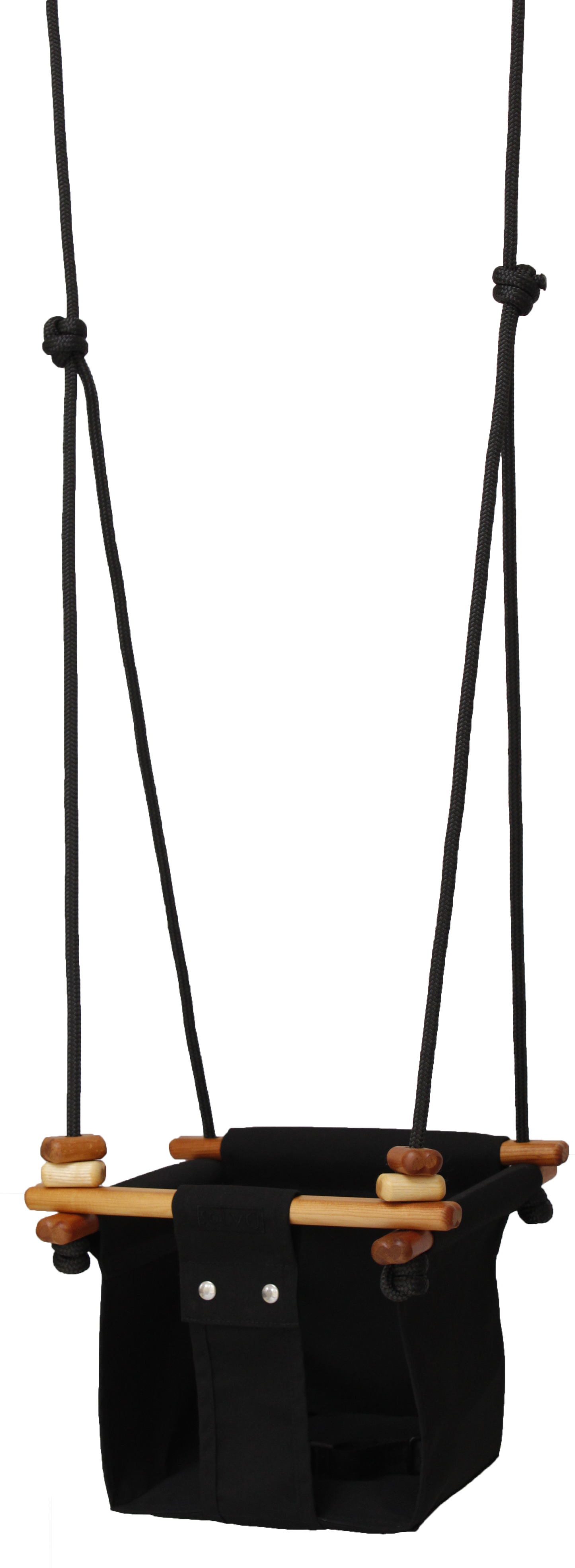 scandinavian design baby swing in black, natural outdoor baby gunga