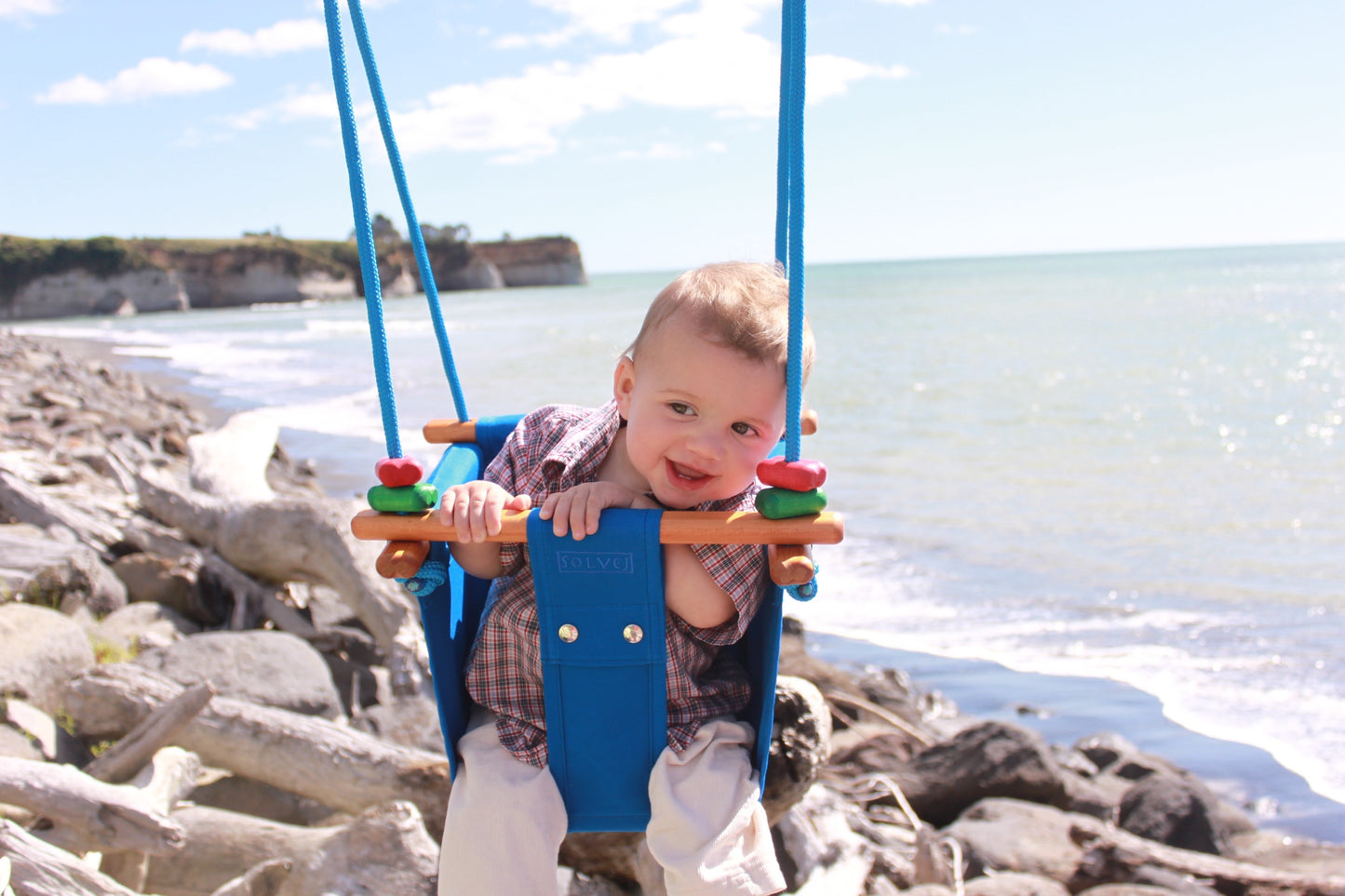 blue outdoor baby swing solvej swing