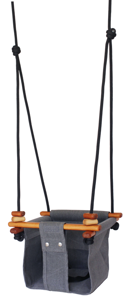 ethical sensory swing, heirloom baby swing in grey